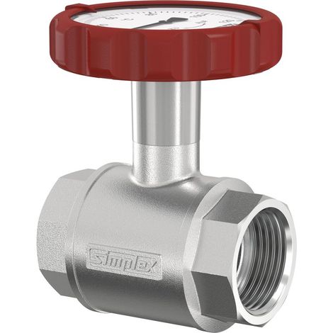 Flamco Grifo de esfera c. maneta de termómetro, rojo DN25 G1i PN16 MS vern., F10125