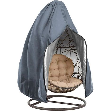 Patio Hanging Egg Chair Cover with Zipper, Waterproof Anti-Dust - Garden Furniture Cover- for Outdoor Wicker Swing Chair (190cmx115cm,gris) (1/5)