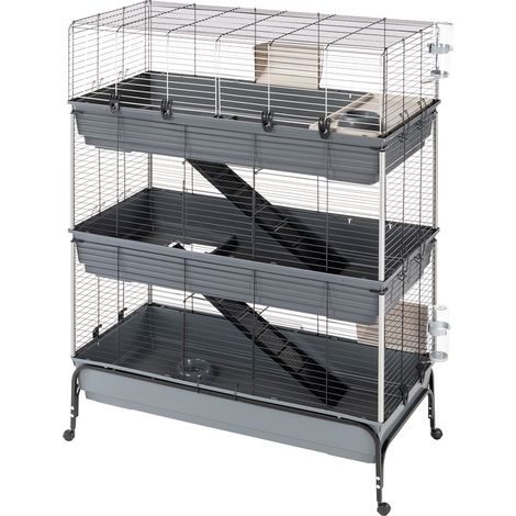 Ferplast Gabbia per Conigli RABBIT 120 TRIS, Lato Frontale Apribile, Supporto e Accessori Inclusi (1/8)