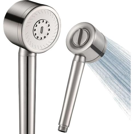 Hochdruck-Duschkopf komplett aus Edelstahl 304, Anti-Kalk-Duschkopf, 3 Strahlarten - SPA-Massage (Silber) (1/5)