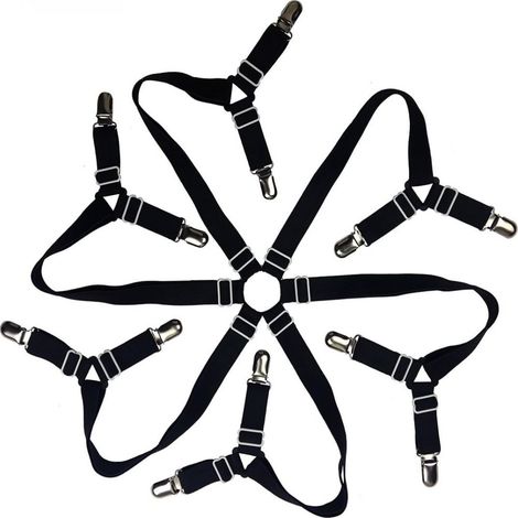 6 tendeurs de drap-housse, réglables de 38 cm à 165 cm, élastiques larges, pour lits escamotables et lits bébé (1/5)