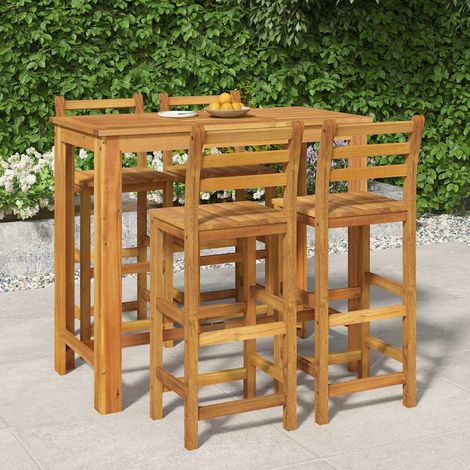 Ensemble Table et Chaise de Jardin 5 pcs - Ensemble Table à manger + 4 chaises Bois d'acacia solide BV871597 - BonneVie (1/5)