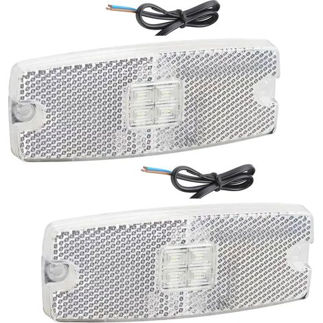 2 x Feux de position LED blancs 10-30V étanches ECE avec réflecteur pour camion remorque bus bateau (1/5)