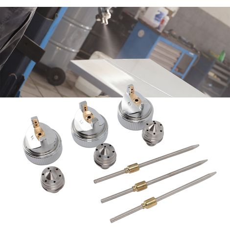 Ensemble de buses à fluide et d'aiguilles de pulvérisation pour peinture avec 3 kits H827 de différentes tailles (1.4, 1.7, 2.0mm) en métal et plastique pour des performances fiables (1/5)