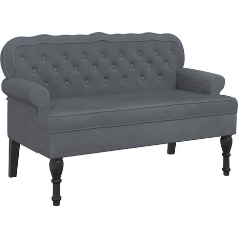Banco con respaldo terciopelo gris oscuro 119,5x64,5x75 cm vidaXL