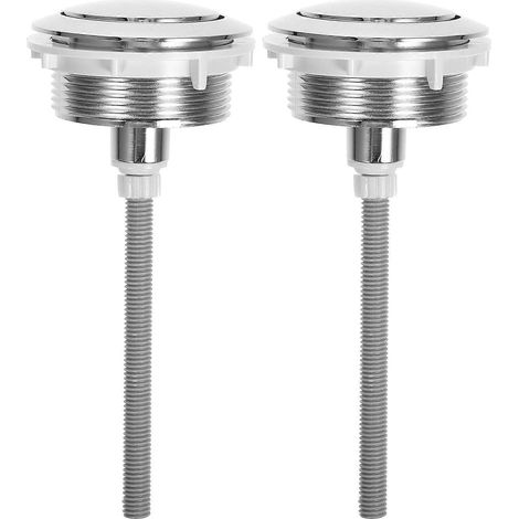 Bouton-poussoir argenté pour réservoir de toilette, en ABS, pour chasse d'eau simple (lot de 2). (1/5)