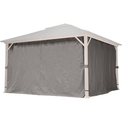 TOOLPORT 4 Seitenteile für Gartenpavillon Forest Superior 4x4 m - Polyester ca. 180 g/m² - mit Reißverschluss - grau (1/5)
