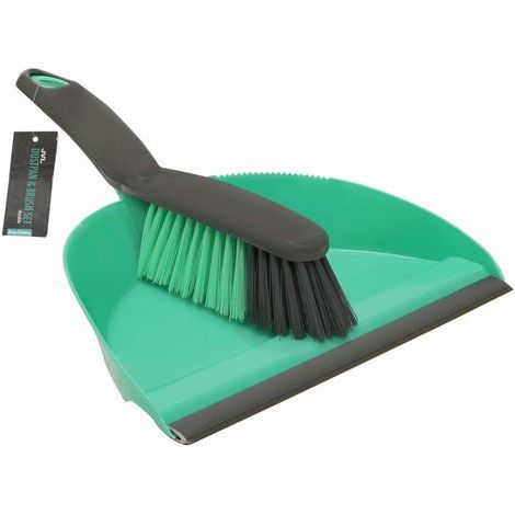 Dustpan and Bristle Brush Set, Turquoise/Grey (1/4)