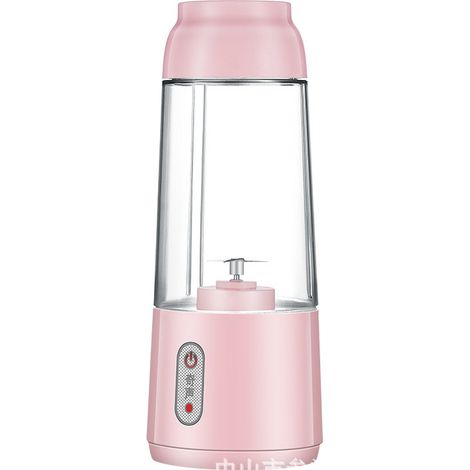 Tasse à jus électrique rechargeable par USB, mini-extracteur de jus manuel, petit extracteur de jus portable pour les voyages, la salle de sport, la maison et le bureau (rose) (1/4)