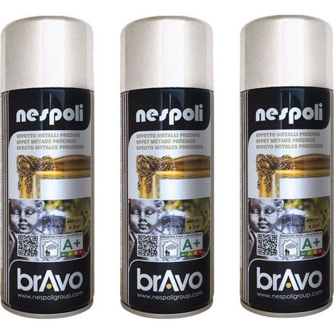 Lot de 3 bombes de peinture professionnelle Nespoli - chrome argent (1/2)