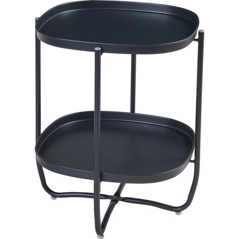 Tavolino da caffè consolle laterale con vassoi estraibili acciaio 58 x 46 x 46 cm nero 030010770