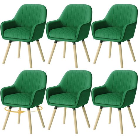 Esszimmerstühle 6er Set, 360° drehbar, Samt Grün, bis 150 kg belastbar (1/5)