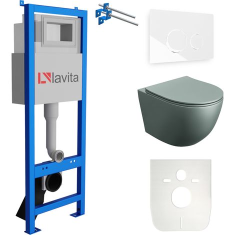LAVITA WC Set mit Vorwandelement, Wand-WC und Spülknopf (1/5)