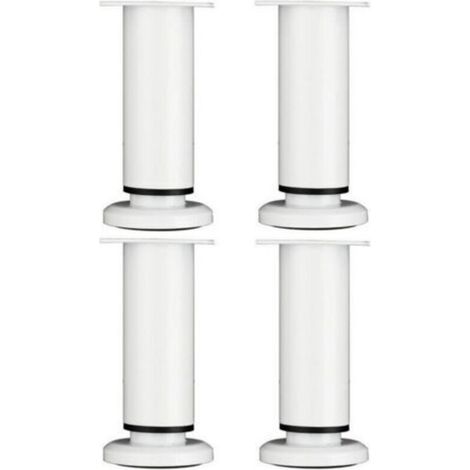 4 Pieces Adjustable Furniture Legs 18cm White Round Metal Table Leg for Sofa Cabinet Bed with Screws (1/5)