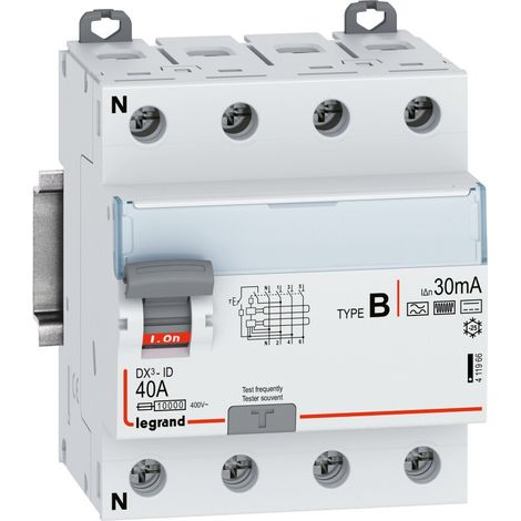 Legrand 411966 DX3 Fehlerstromschutzschalter 40A 4 Pol weiß