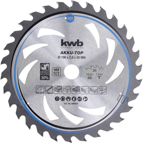 kwb 586654 Lame de scie circulaire au carbure 190 x 20 x 1.3 mm Nombre de dents: 30 1 pc(s) (1/3)