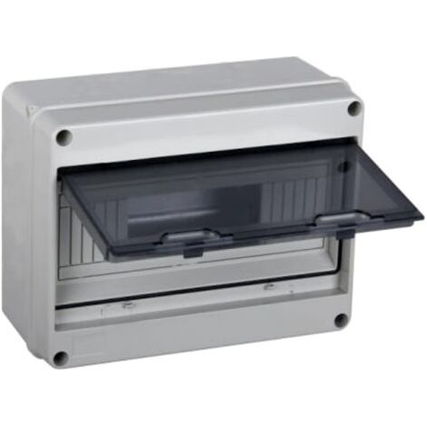 Pair - Coffret électrique étanche IP65 1 rangée 12 modules – Résine ABS pour extérieur – Porte transparente et couvercle verrouillable (1/5)
