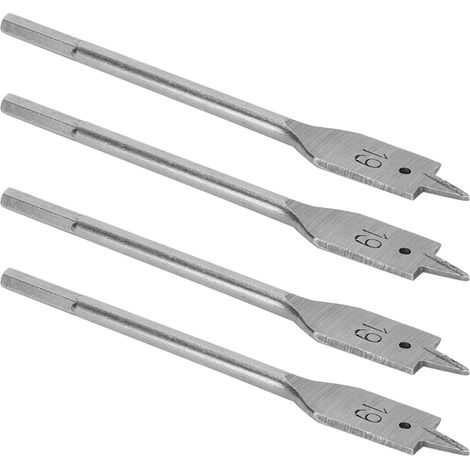 Ensemble de 4 mèches plates en acier trempé pour menuiserie, 19mm - Outils de bricolage et équipement.