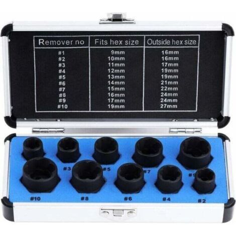 Jeux De Douilles, Extracteur D'Écrous, Douille Pour Extracteur De Boulon Endommagés 9-19Mm (10Pcs) (1/5)