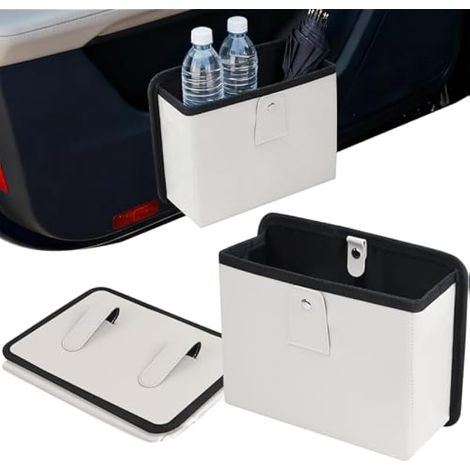 Poubelle pliable suspendue pour voiture petit accessoire de voiture organisateur intérieur couleur crème siège de voiture organisateur latéral PU cuir sac latéral organisateur (1/5)