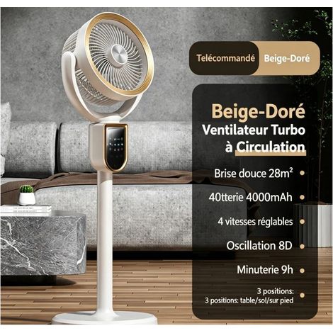 3-in-1 Akku-Turbo-Luftzirkulationsventilator, 4000-mAh-Akku, 8D-Oszillation, leiser Motor, Fernbedienung, 9-Stunden-Timer (1/5)