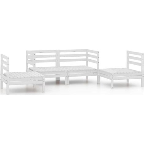 Set Divani da Giardino 4 pz Salotto da Giardino Bianco in Legno Massello di Pino (1/5)
