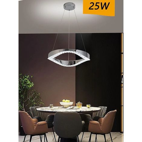 TrAdE Shop Traesio - Lampadario Led Soffitto 25 W Sospeso In Acciaio Cristallo Luce Fredda 8000k B72 - (1/3)