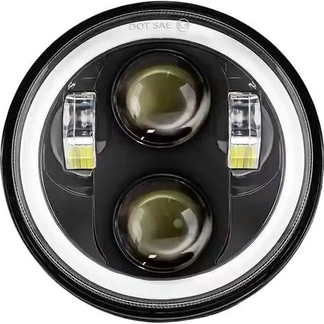 Faro delantero para motocicleta, bicolor, alto brillo, 1 unidad, luz diurna circular completa (DRL).