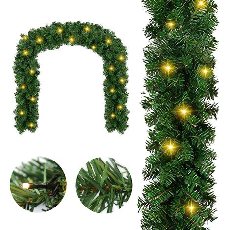 SWANEW Ghirlanda di Natale con Luci 5M Ghirlanda porta di Natalizie Ghirlanda porta Anteriore Artificiale Decorazione di Natale Ghirlandeper Scale Festa di Nozze All'interno e All'esterno 100 LEDs (1/5)