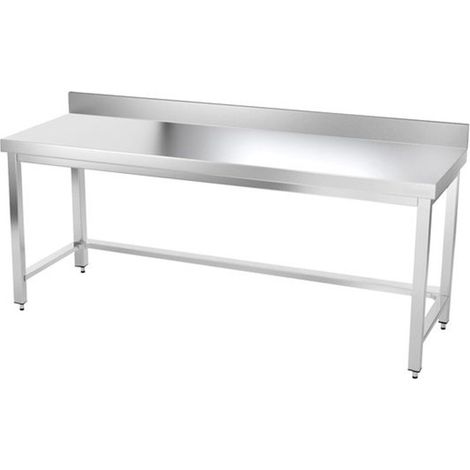 Table de travail en inox 2000 x 500 mm adossée avec renfort PREMIUM - GOLDINOX (1/4)