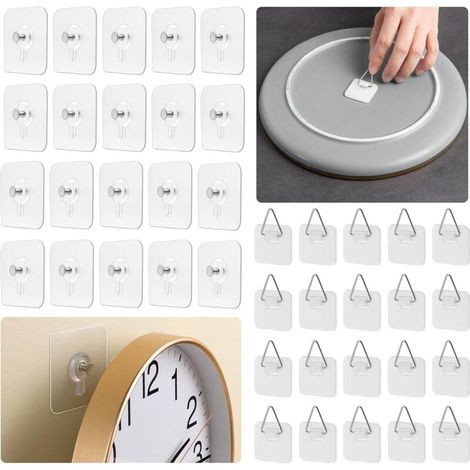 40-Piece Picture Hanger Set, No Drilling Required, Adhesive Picture Hangers, Picture Hanging Strips, No Drilling Required for Hanging Photo Frames, Wall Art, Mirrors, Kitchens (1/5)