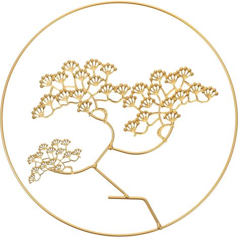 Sculpture Murale et Peinture Soignée en Métal Design Réaliste Représentant un Arbre Feuilles Or, Décoration Murale Solide en Métal pour Salon Cuisine (1/5)