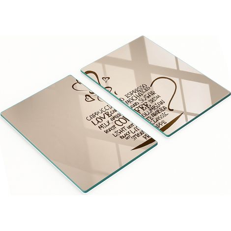 Dekorative Glas-Küchenschneidebretter und Kaffeetassen-Motiv, 2 x 40 x 52 cm (1/5)