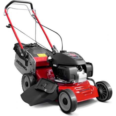 Tondeuse thermique tractée 3 EN 1 – Moteur Honda 145 cc – Largeur de coupe 45 cm – Bac 60 litres – Transmission mécanique 1 vitesse – Weibang