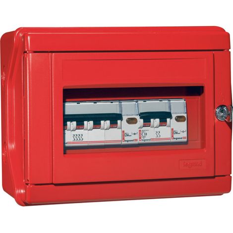 Legrand – Coffret de sécurité Plexo pour chaufferie IP55 IK07 – 2 voyants – Disjoncteur 4P 10A – Disjoncteur 2P 10A – Tableau équipé apparent