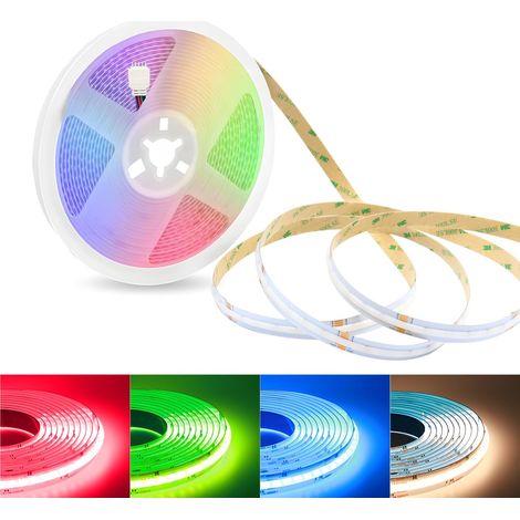 24V COB LED RGBW Strip, 10M LED Strip COB RGB+Warm White 3000K 672LEDs/M Flexible Strip Dimmable 12MM Width 5 PIN Flexible LED Light for Cabinet, Kitchen, DIY, Bedroom (1/5)