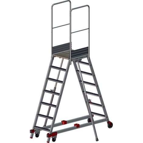 PROVOST - Escabeau roulant double accès en aluminium - 7 marches