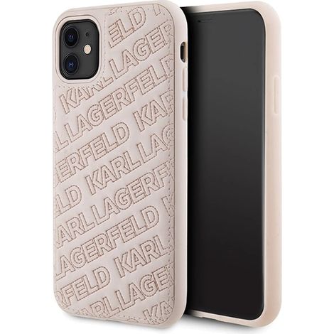 Karl Lagerfeld KLHCN61PQKPMP iPhone 11 / Xr 6.1 rosa/rosa estuche rígido con patrón acolchado K (1/5)