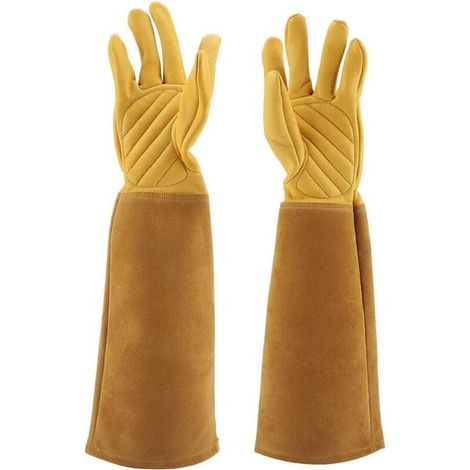 Combinaison d'apiculture Gants en cuir Rose Trim Gants de travail résistants à la perforation (Jaune S)