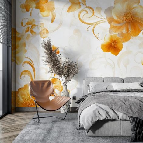 Papier peint floral fleurs dorees elegantes 2 - 150 x 250 cm (1/2)
