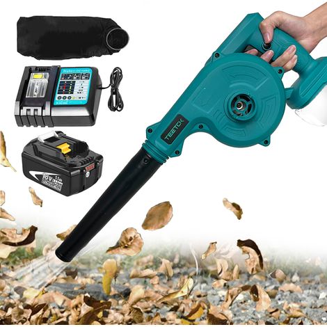 Soffiatori e aspiratori elettrici per foglie, pulitore senza fili 2 in 1, per neve fogliare, auto, rimozione polvere + batteria da 5,5 A + caricabatterie DC18RC, compatibile con batteria Makita