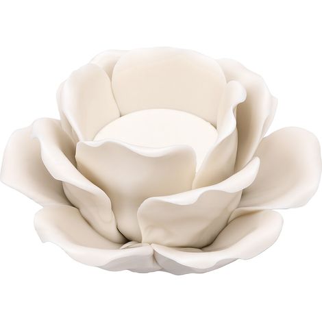 Porte-bougie chauffe-plat en forme de fleur, rose décorative, support de bougie blanc pour la maison, mariage et fête (1/5)