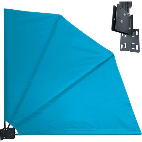 Sichtschutz Fächer 140 x140cm EASY MOUNT Anthrazit mit Wandplatte Balkon Trennwand Windschutz