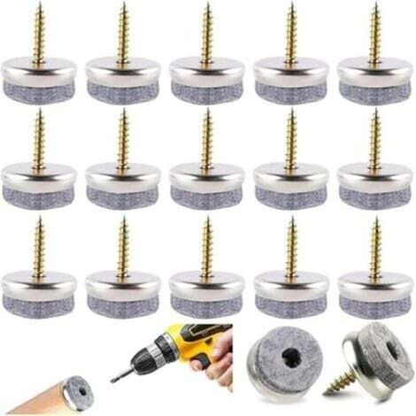 [JAMAIS UTILISÉ] 100 Pièces Patin Chaise, 24mm Patins Meubles Ronde, Patins à vis en Feutre Patin de Chaise a Clouer pour Protection des Sols et des Meubles (1/4)