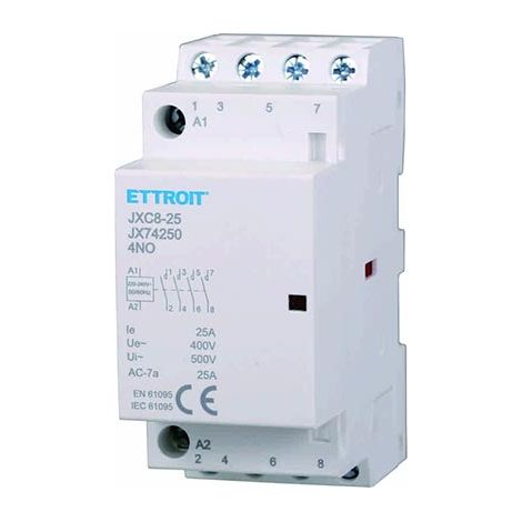 Contacteur modulaire ETTROIT DIN AC 4P 220V 25A 4 contacts NO 4NO - JX74250 (1/3)