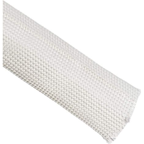 Isolation Tresse Manchon 9,8Pied-25mm Blanc Fibre Verre (1/5)
