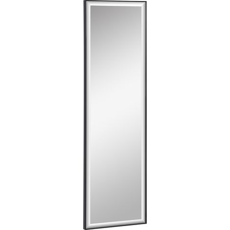 Miroir sur pied, 120 x 35 cm, miroir mural rectangulaire, miroir de coiffeuse, grand miroir pour chambre ou salon, noir (1/5)