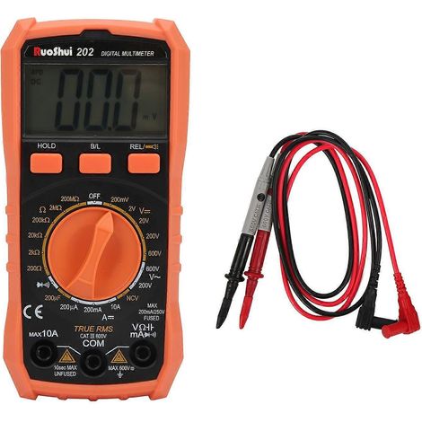 Digitales Multimeter mit großem LCD-Bildschirm, AC/DC-Spannungsmesser, NCV-Echt-RMS-Widerstandsmesser Ruoshui202