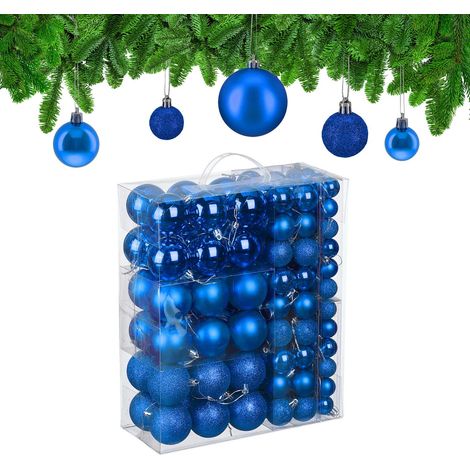 Juego de adornos navideños para árbol de Navidad (138 piezas): mate, brillante y con purpurina
