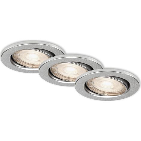 LED Einbauleuchten schwenkbar 3er Set GU10 5 W alu Metall IP23 Ø 8,6 cm Briloner